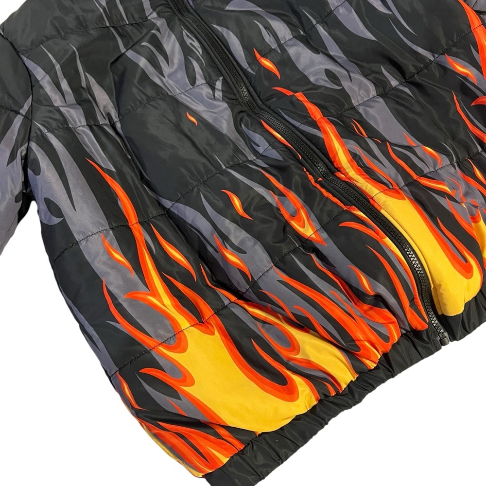 Flame Pattern Puffer Jacket - image 3